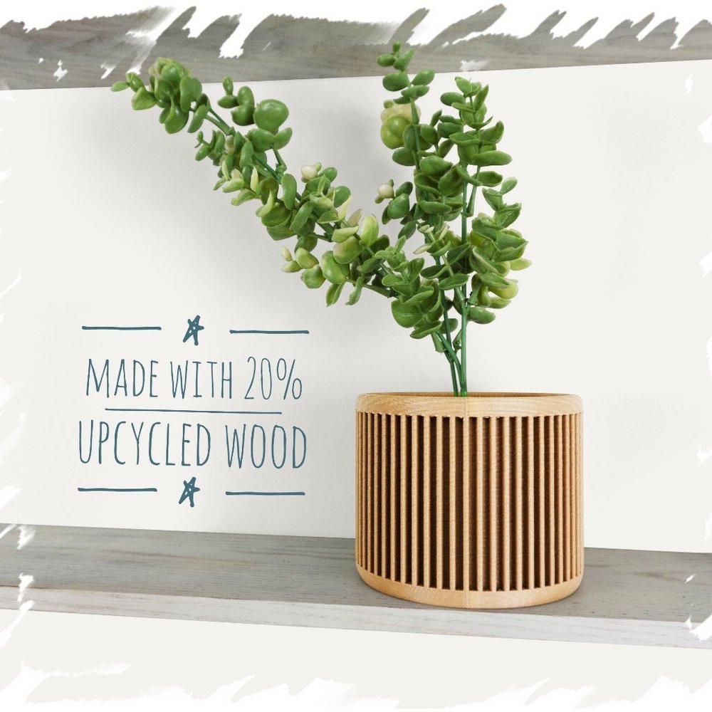 Japandi Indoor Flower Pot, "Kia" Wood Desk Planter, Home Decore